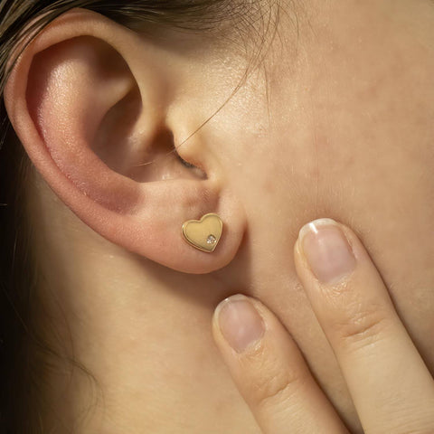 18K rose gold heart earrings