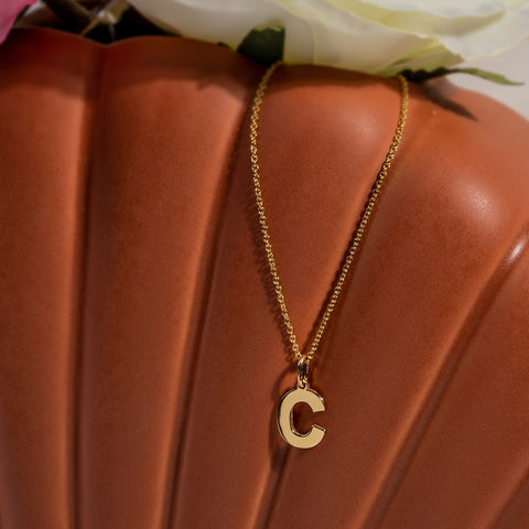 14K yellow gold Letter C pendant