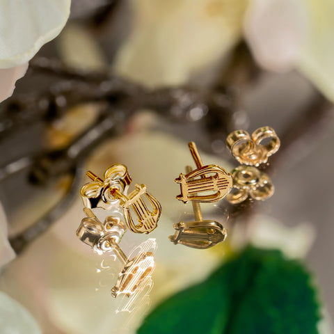 14K yellow gold Harpa earrings
