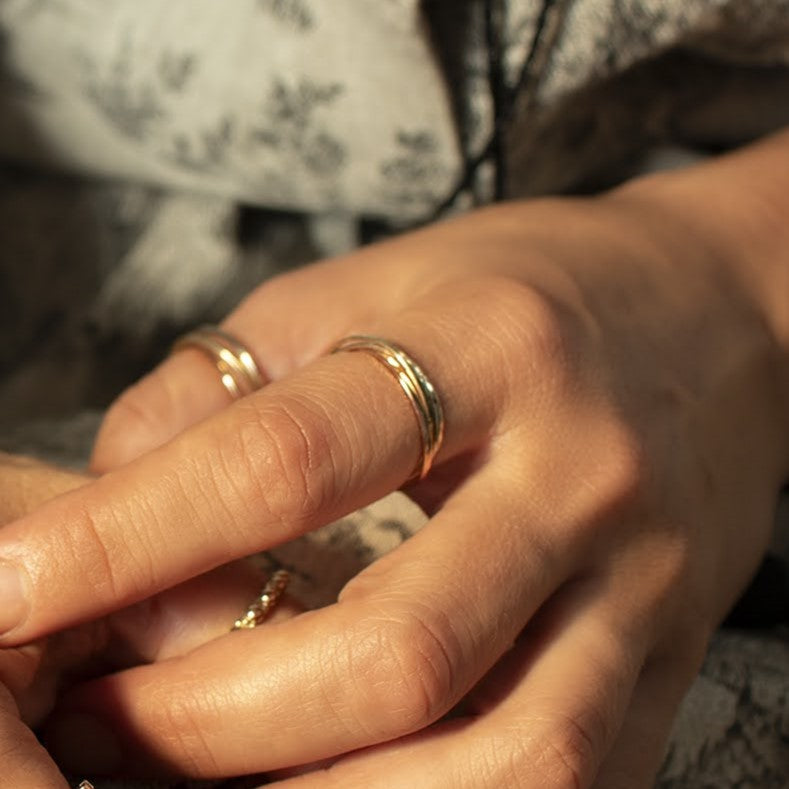 14K multicolored gold Tris ring
