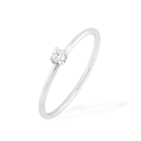 Inel Solitaire cu diamant 0.05ct aur alb de 18K