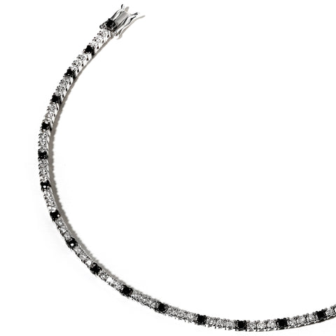 Bratara tennis cu diamante albe si negre 2.11ct din aur 18K