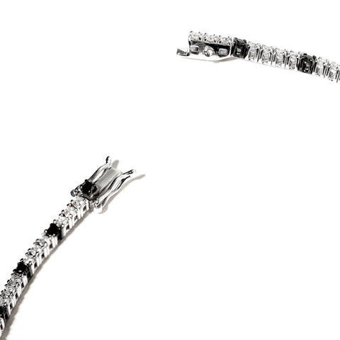 Bratara tennis cu diamante albe si negre 2.11ct din aur 18K