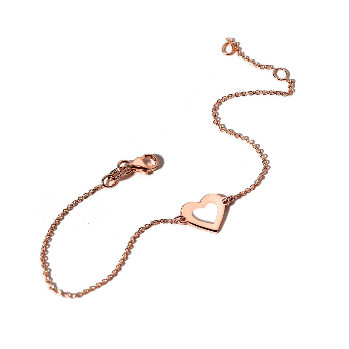 14K rose gold heart bracelet
