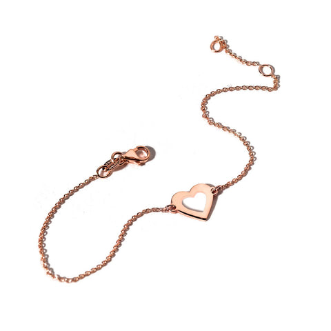 14K rose gold heart bracelet
