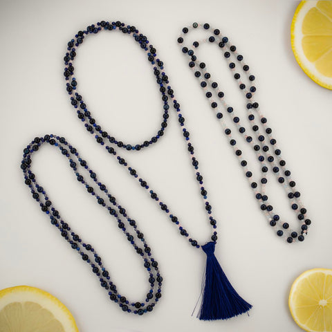 Colier Lapis Lazuli, Aquamarine si Quart lungime 68cm