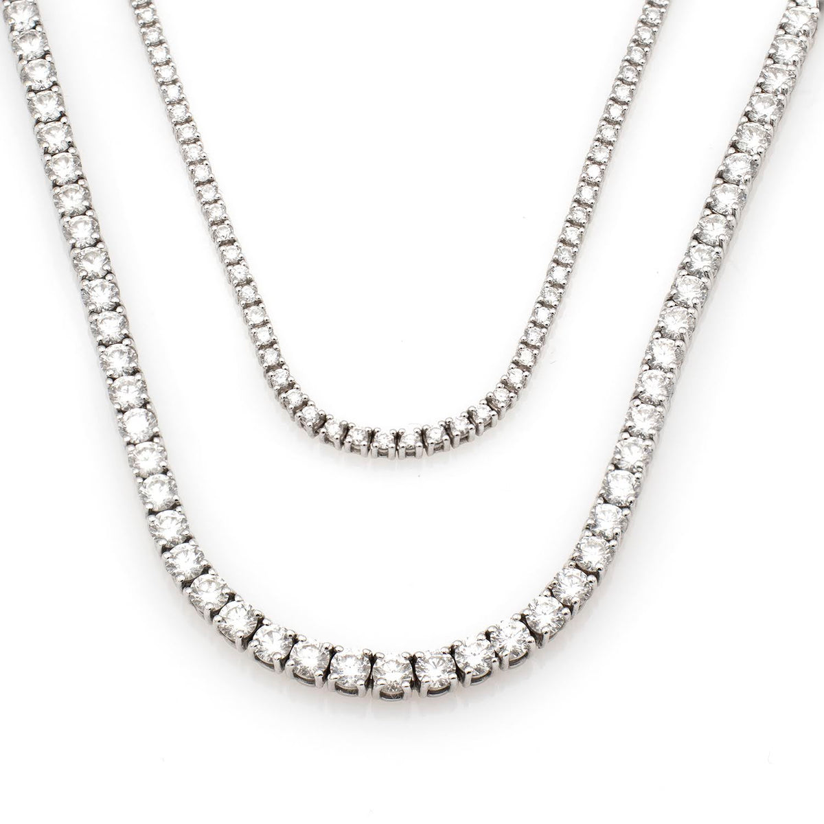 Colier Tennis cu diamante 13.08ct din aur alb de 18K