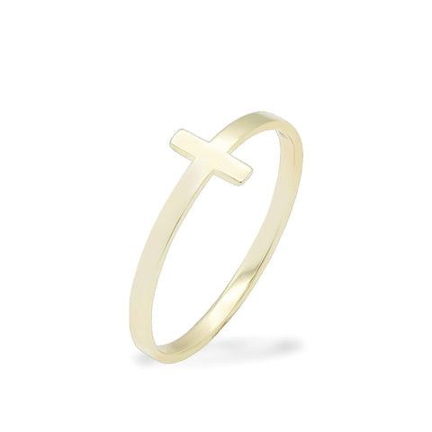 14K yellow gold cross ring