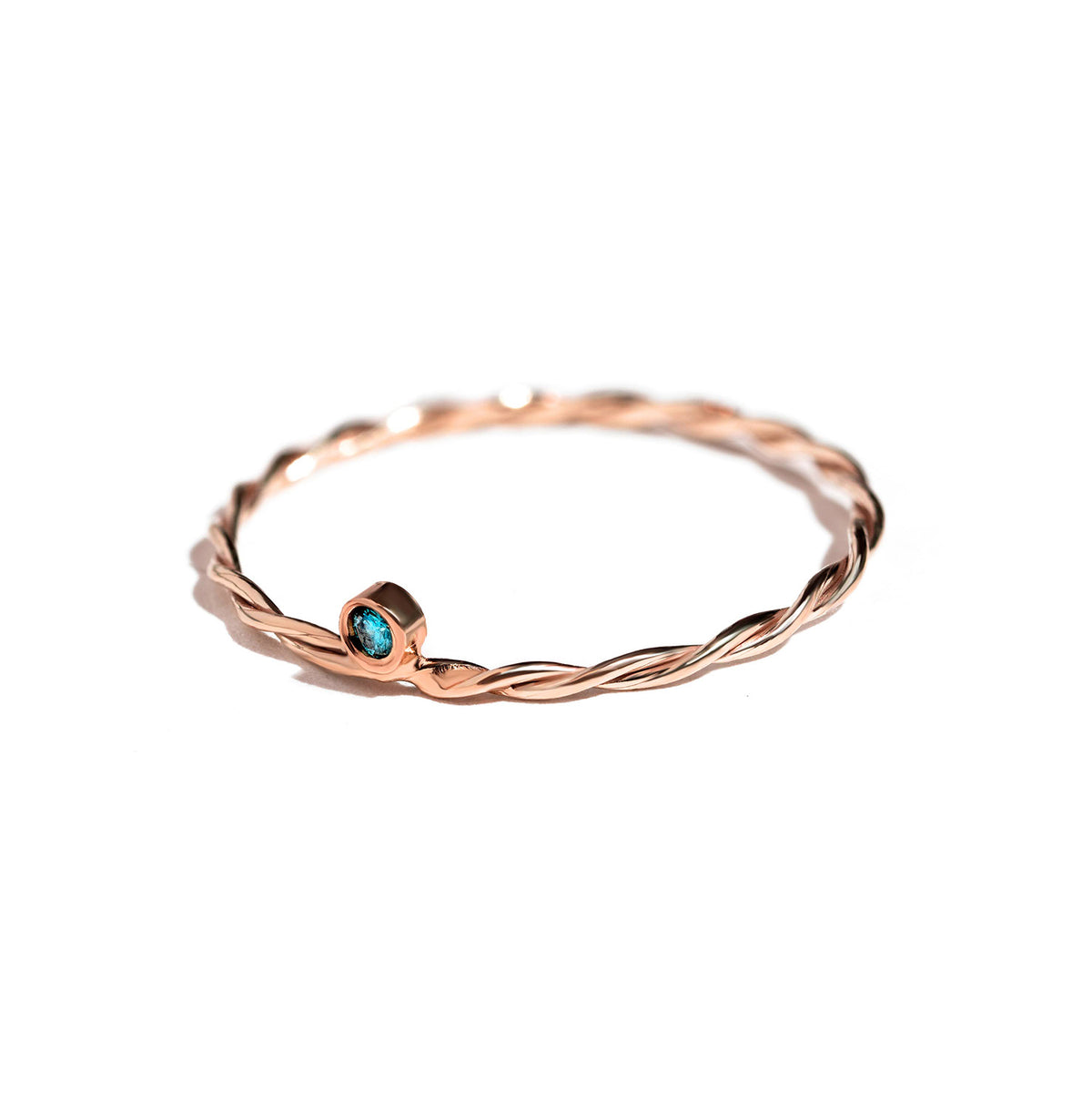 BlueDia Twisted 14K rose gold ring