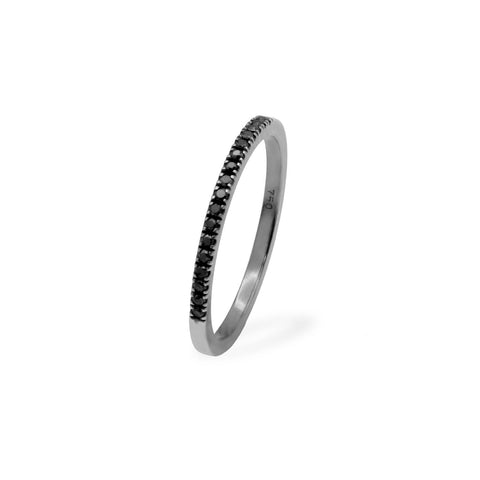 Inel cu Pave de diamante negre din aur alb rodiat negru de 18K