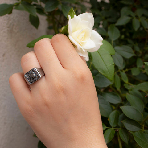 Bubbles ring with 14K white gold zirconia