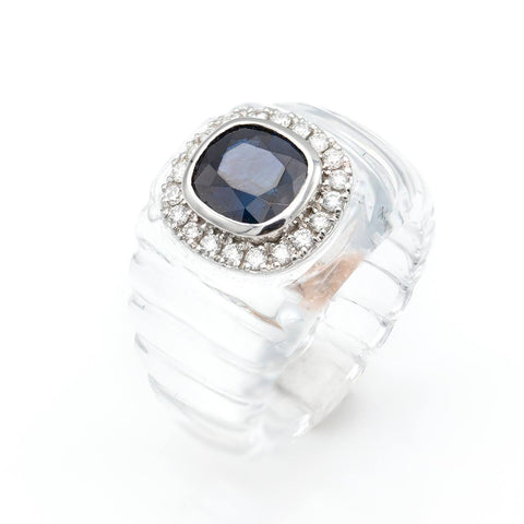 Inel cu Safir 2.03ct si diamante 0.26ct din aur alb de 18K