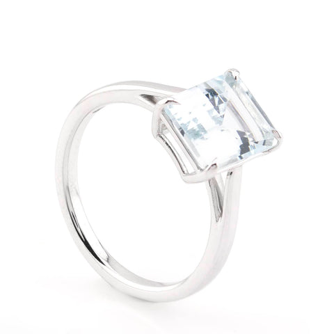 Inel de logodna Aquamarine 2.94ct din aur alb de 14K