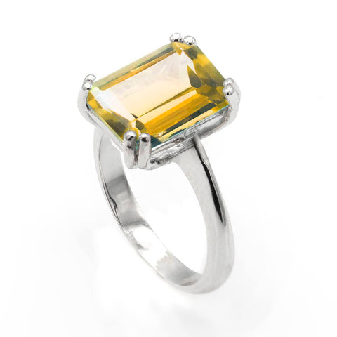 Inel de logodna Citrine 3.47ct din aur alb de 14K