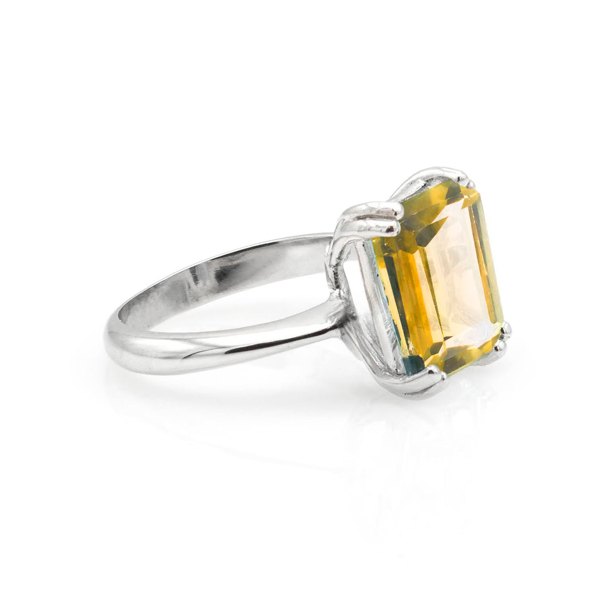 Inel de logodna Citrine 3.47ct din aur alb de 14K