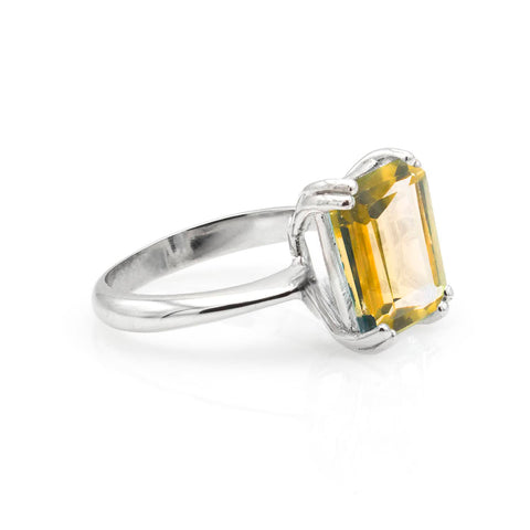 Inel de logodna Citrine 3.47ct din aur alb de 14K