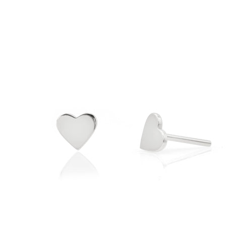 14K white gold heart earrings