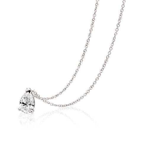 Lantisor cu pandantiv cu 5 diamante Pear Cut 0.18ct din aur alb de 18k