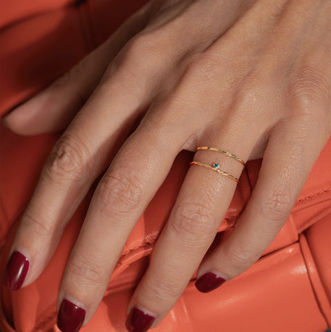Inel Structurat Essential din aur roz 14K