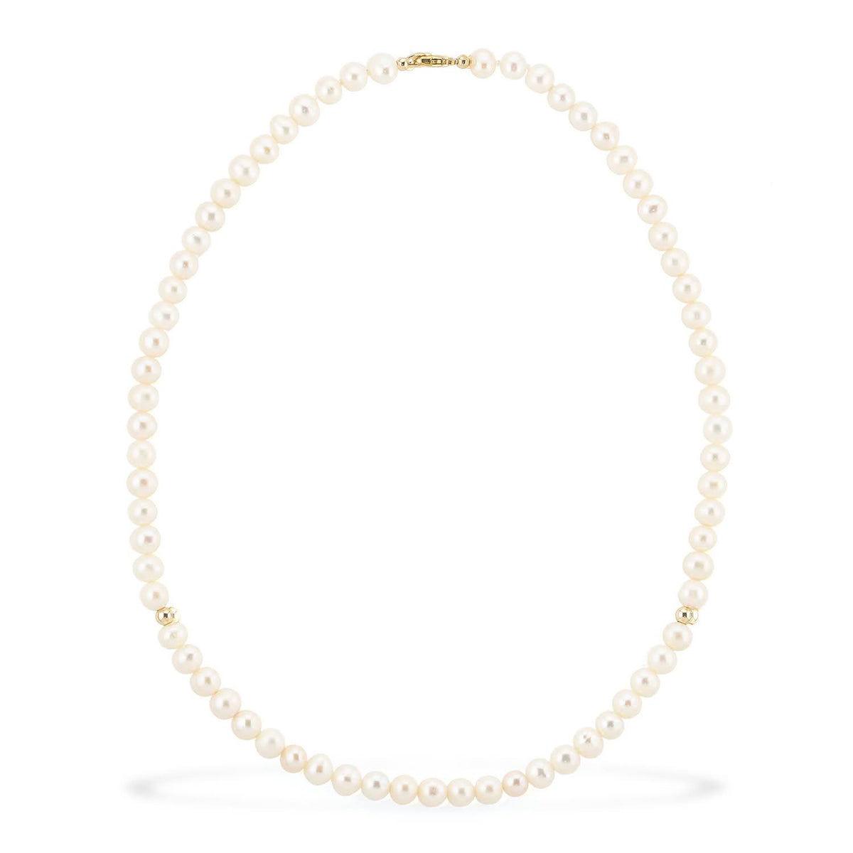 Midi cultured gray pearl necklace, 14k white gold - 38cm