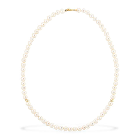 Midi cultured gray pearl necklace, 14k white gold - 38cm