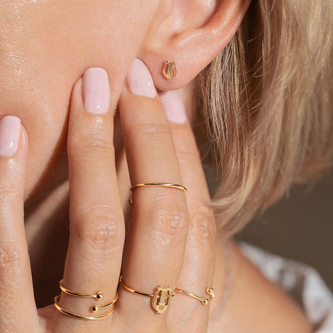14K yellow gold Harpa earrings