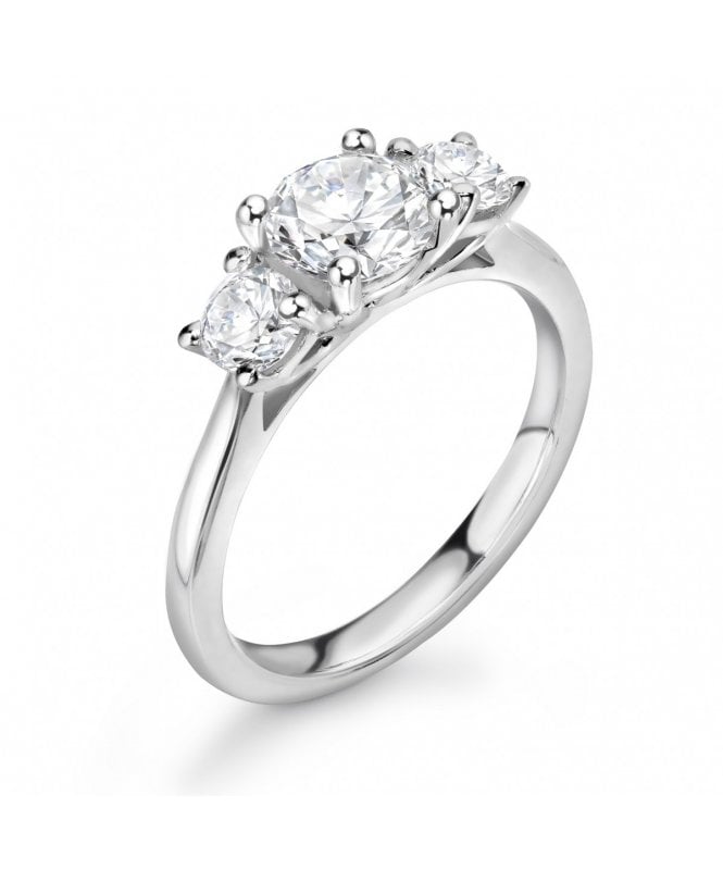 Inel de logodna cu 3 diamante 0.90ct din aur alb de 18K