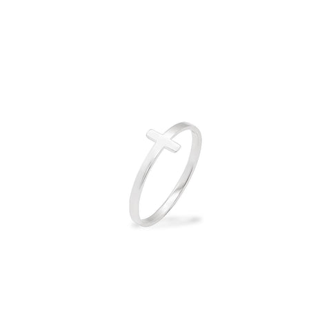 Cross ring 14K white gold
