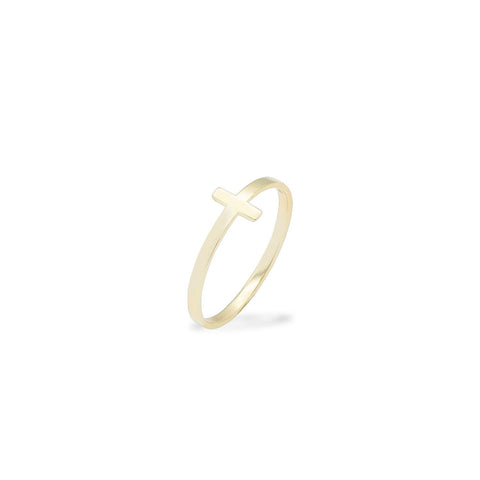 14K yellow gold cross ring